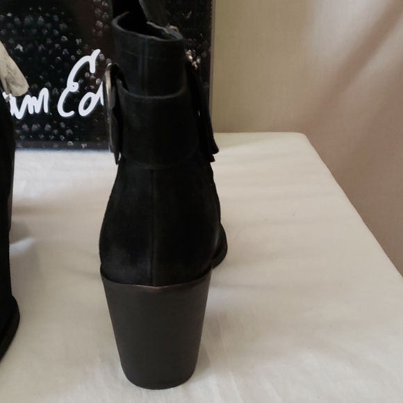 New-Sam Edelman Black Suede Buckle Bootie - Picture 6 of 8